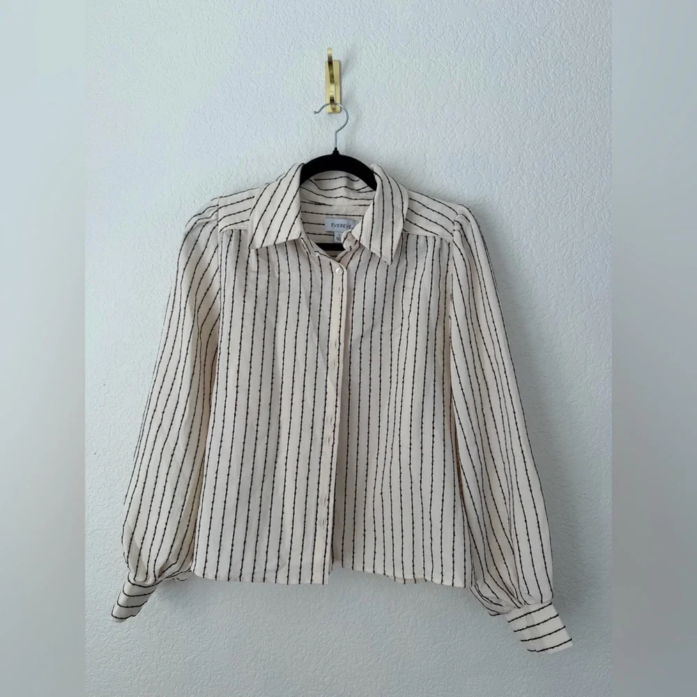 Evereve Sadie Slub Stripe Shirt Small - Picture 3 of 8